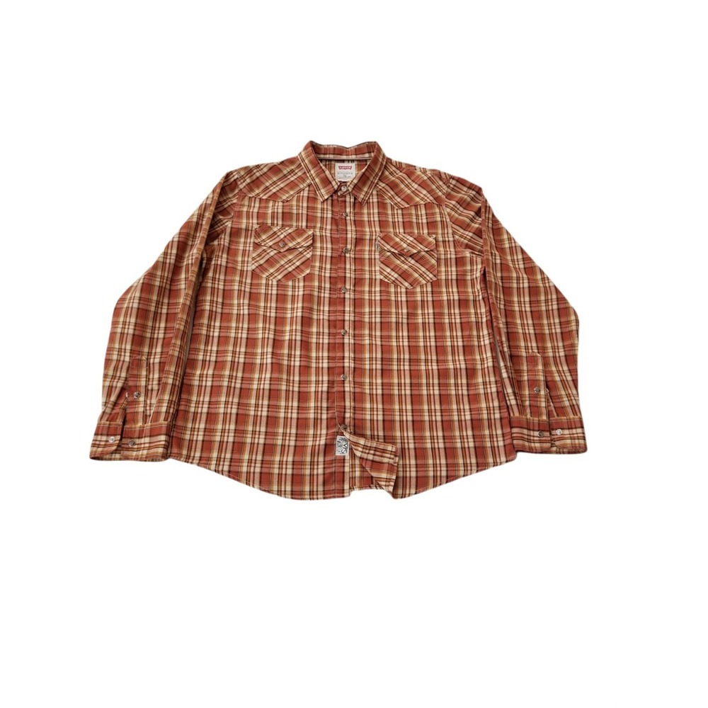 LEVI'S‎ MEN'S SIZE XL PEARL SNAP CASUAL LS WESTERN SHIRT BURNT ORANGE 3LYLW211